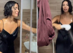 U svilenoj haljini MOKRA DO KOŽE: Poznata blogerka zbog BAJE ušla pod tuš obučena, SVE joj se ocrtalo