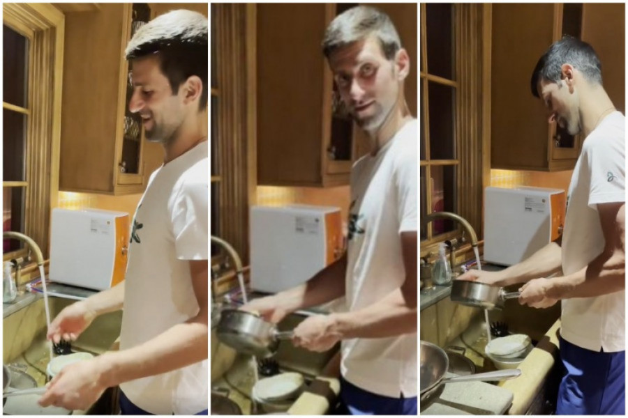 Pravo sa terena otišao je u KUHINJU, čak i NOVAK ĐOKOVIĆ riba šerpe i tiganje: "Radim treću smenu, da nešto zaradim"