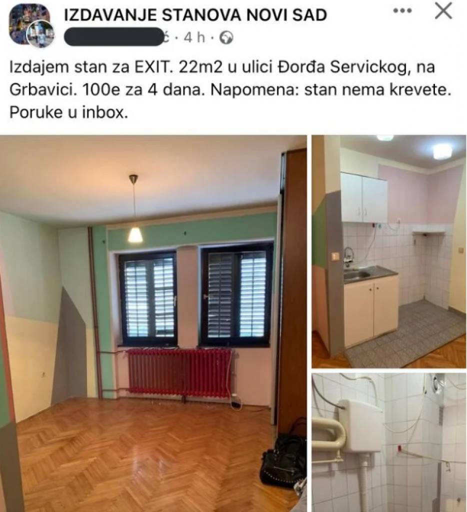 Oglas za STAN koji se izdaje tokom EGZITA najveći je hit na INTERNETU: Cena nije problem, nešto drugo bode OČI