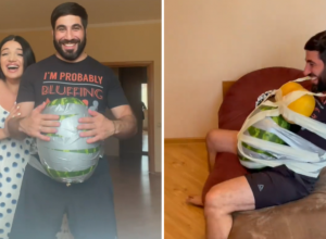 Zalepila je mužu LUBENICU za stomak i dve dinje da imitiraju grudi: Želela je suprugu da približi kroz šta žena prolazi dok je TRUDNA (VIDEO)