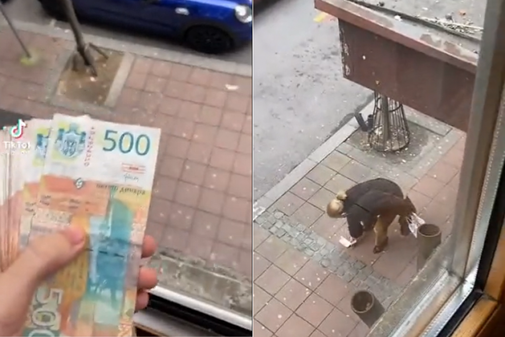 Srbi POBESNELI zbog ovog videa: Momak BACAO PARE kroz prozor da ponizi ljude i uz OGAVNE komentare snimao reakciju prolaznika