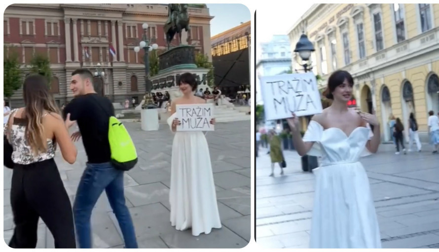"Ti si luda": Milena je prošetala centrom Beograda u venčanici tražeći muža, a reakcije su urnebesne