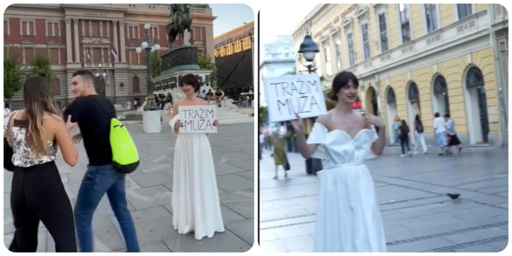 "Ti si luda": Milena je prošetala centrom Beograda u venčanici tražeći muža, a reakcije su urnebesne