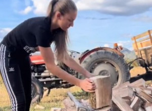 Vozi traktor i kamion kao muško, prebacuje trupce... Svi misle da je model, gore mreže zbog lepe Jovane, pola Srbije hoće je za snajku
