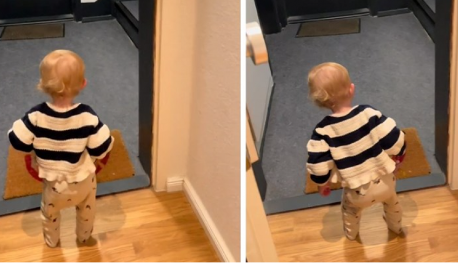 Mama zabeležila dirljiv momenat: Devojčica strpljivo čekala tatu na vratima stana, njena reakcija je sve raznežila